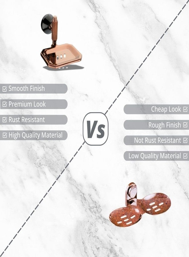 LUXIUR Wash Basin Soap Dish Holder for Bathroom and Kitchen Sink, 304 Stainless Steel Stand for Wall Mount Kitchen Accessories Items, Bathroom Accessories, PVD Rose Gold, Single - Image 5